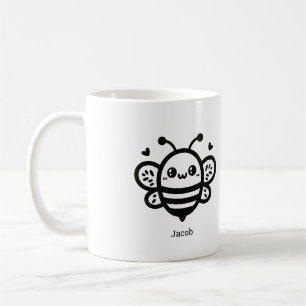 Taza De Café Abeja dulce de miel - Kawaii Lursery Line Art