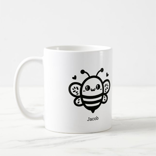 Taza De Café Abeja dulce de miel - Kawaii Lursery Line Art (Izquierda)