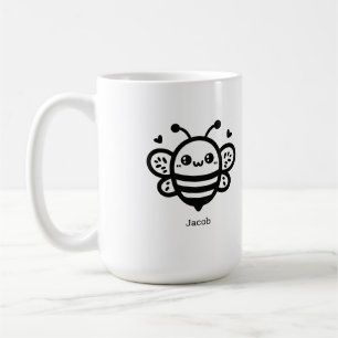 Taza De Café Abeja dulce de miel - Kawaii Lursery Line Art