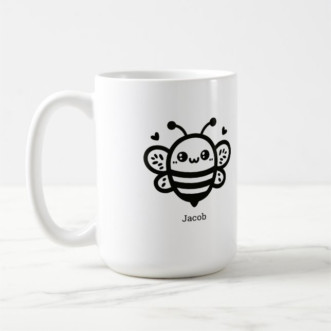 Taza De Café Abeja dulce de miel - Kawaii Lursery Line Art (Izquierda)