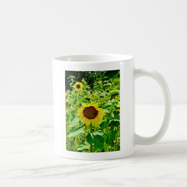 Taza De Café Abeja en el girasol amarillo (Derecha)