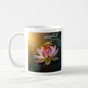 Taza De Café Abeja en Flor de Loto