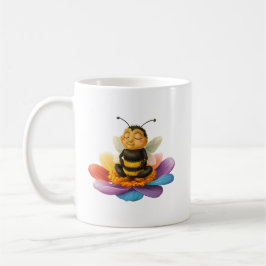 Taza De Café Abeja En Una Flor Vibrante Haciendo Yoga