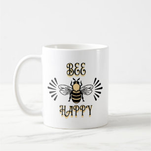 Taza De Café Abeja Feliz   Colores Vintage Abeja de Miel