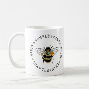 Taza De Café Abeja Feliz Humble Amor Gracias.