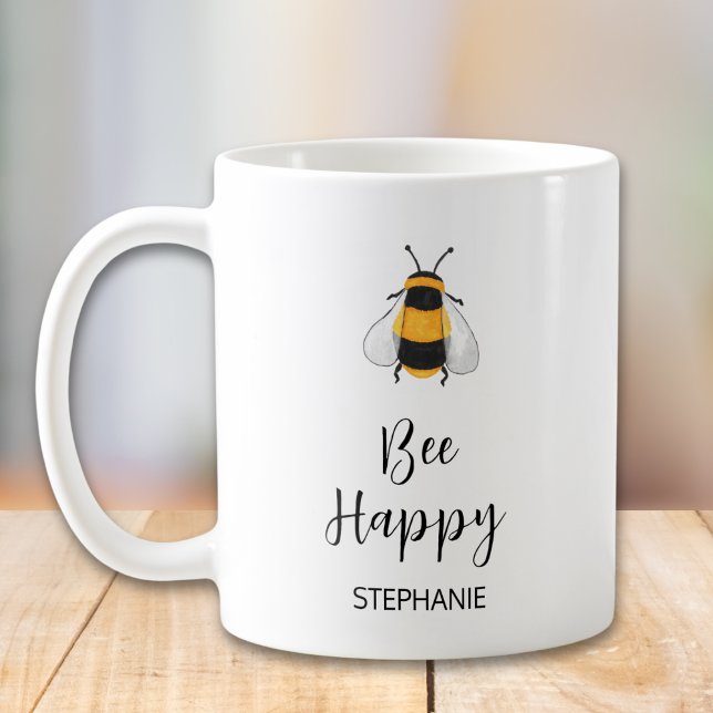 Taza De Café Abeja feliz personalizada (Subido por el creador)