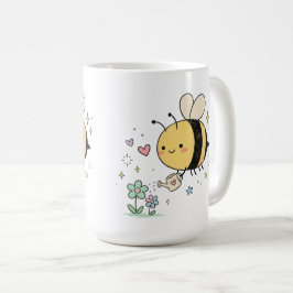 Taza De Café Abeja Melífera Flores Silvestres Polinizador para