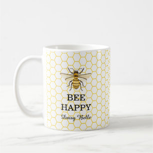 Taza De Café Abeja Pequeña Miel De Camino Amarillo Fiesta De Be