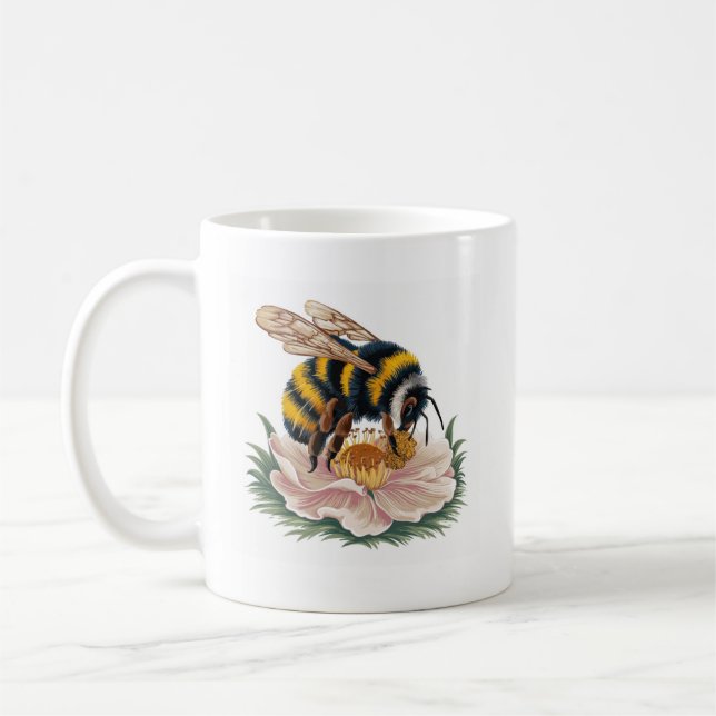 Taza De Café Abeja Recolectando Polen (Izquierda)