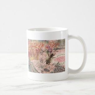 Taza De Café Abeja Reina Vintage Hermoso Collage