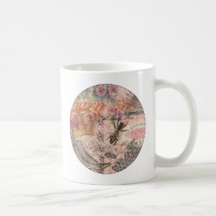 Taza De Café Abeja Reina Vintage Hermoso Collage