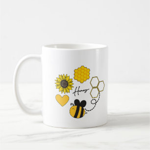 Taza De Café abeja vintage girasol amarillo floral