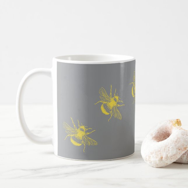 Taza De Café Abejas amarillas Mug (Con donut)