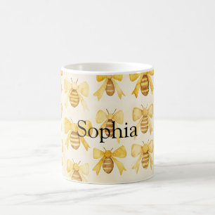 Taza De Café Abejas de Miel Amarillas Navidad