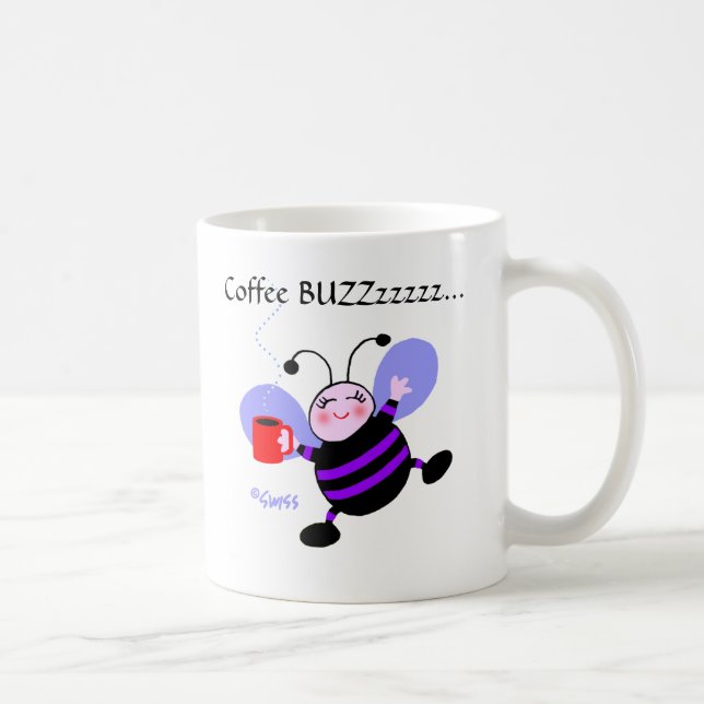 Taza De Café Abejas de trabajadora púrpura de Personalizado de  (Derecha)