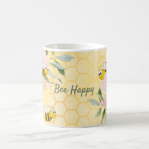 Taza De Café Abejas Felices abejas amarillas panal de miel vera