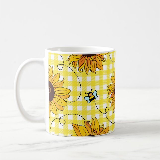 Taza De Café Abejas, girasoles, cuadros, vintage. (Izquierda)