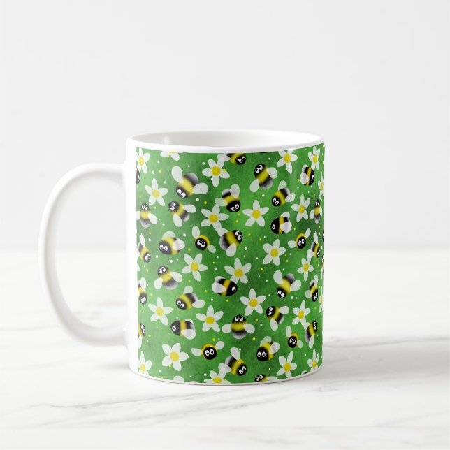 Taza De Café Abejas juguetonas (verde botella) Café Mug (Izquierda)