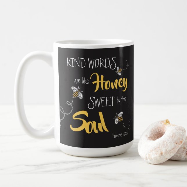 Taza De Café Abejas Melíferas Palabras Amables Como Miel Modern (Con donut)