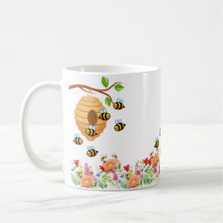 Taza De Café Abejas y flores de miel