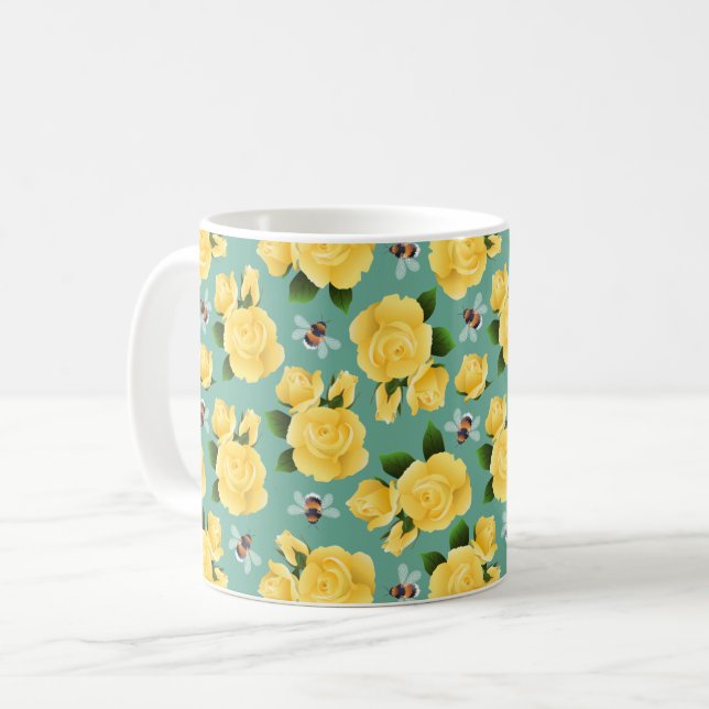 Taza De Café Abejas Y Rosas (Anverso izquierdo)