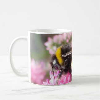 Taza De Café Abejorro en flores rosadas