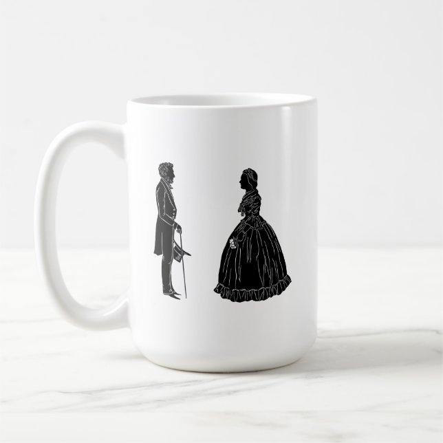 Taza De Café abraham lincoln mary todd lincoln silhouette (Izquierda)