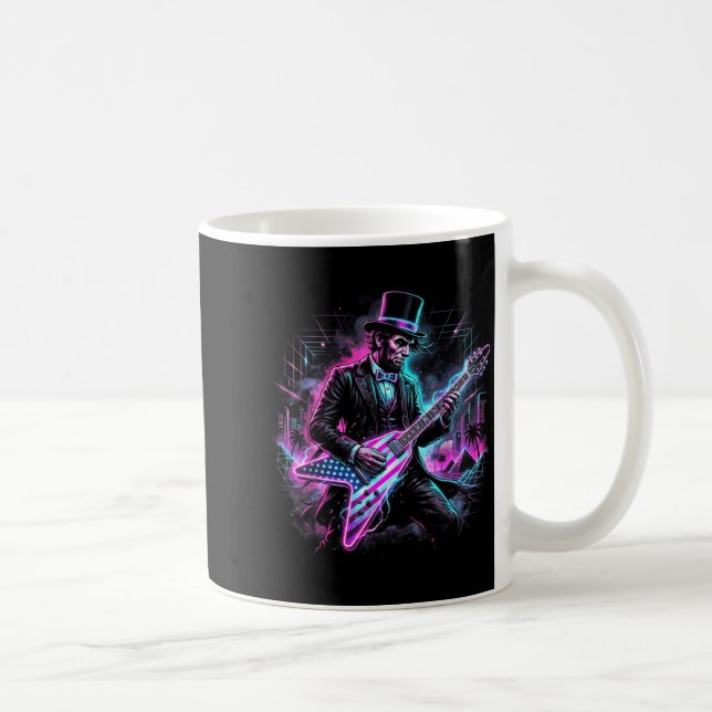 Taza De Café Abraham Lincoln tocando guitarra eléctrica Abe div (Derecha)