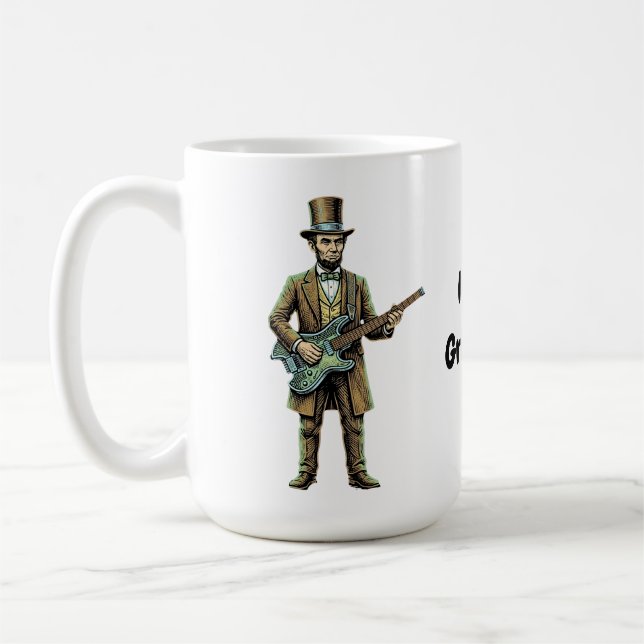 Taza De Café Abraham Lincoln tocando guitarra sin cabeza en blo (Izquierda)