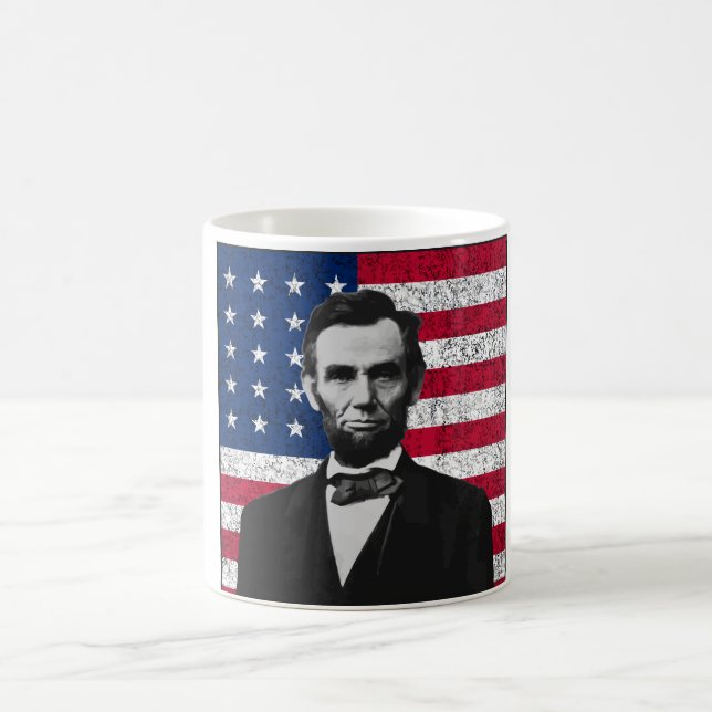 Taza De Café Abraham Lincoln y la bandera americana (Centro)