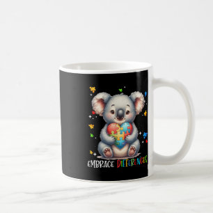 Taza De Café Abraza las Diferencias Rompecabezas Corazón Koala 