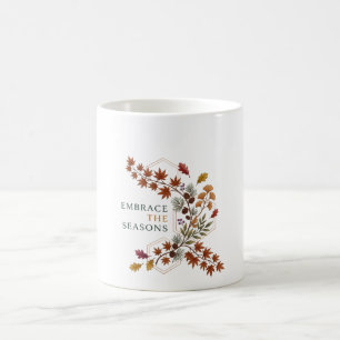 Taza De Café Abraza Las Estaciones Dinámica Rama Botánica De Ot