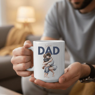 Taza De Café Abrazo emocional de superpapá e hijo en acuarela