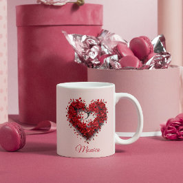 Taza De Café Abrazo floral | Corazón | Personalizado Valentine
