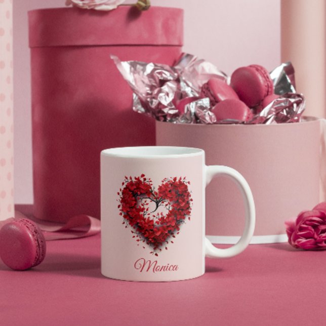 Taza De Café Abrazo floral | Corazón | Personalizado Valentine (Subido por el creador)