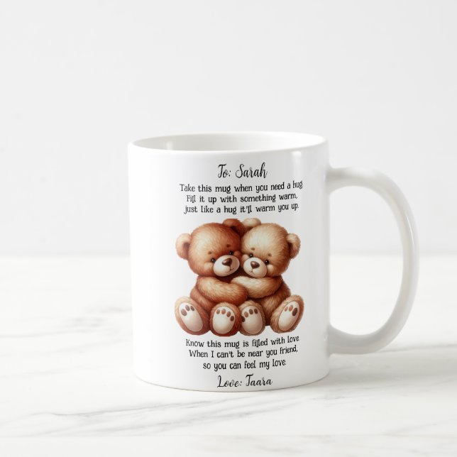 Taza De Café Abrazo personalizado en los teddies (Derecha)