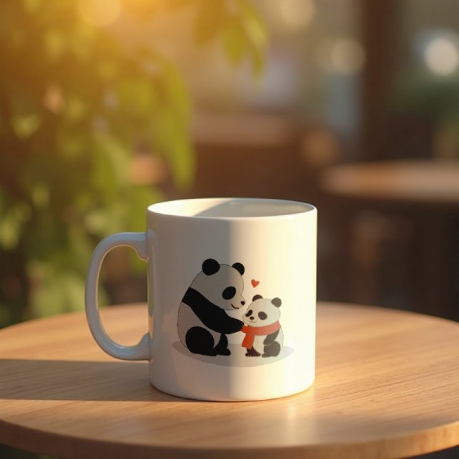 Taza De Café Abrazos Cálidos, Amor de Panda (A cozy moment with your favorite mug)