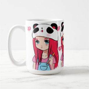 Taza De Café Abrazos de Panda y Sueños Carmesí
