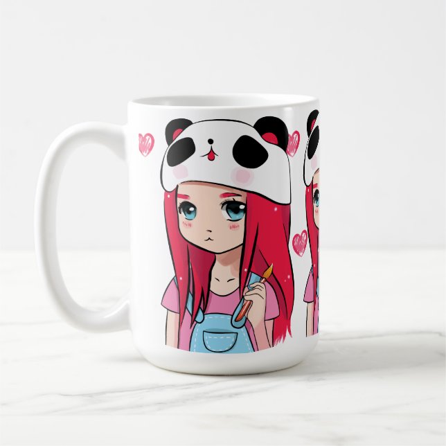 Taza De Café Abrazos de Panda y Sueños Carmesí (Izquierda)
