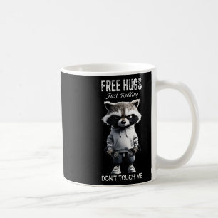 Taza De Café Abrazos gratis sólo abrazos no me tocan Racoon Wor