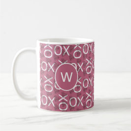 Taza De Café Abrazos monogramados Besos XOXO Rosa