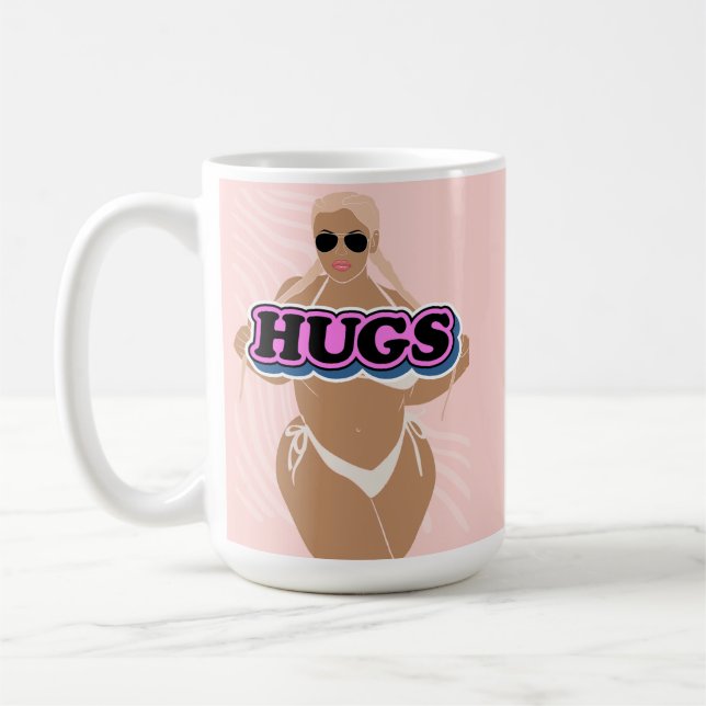 Taza De Café abrazos, personalizado bello más dama en bikini (Izquierda)