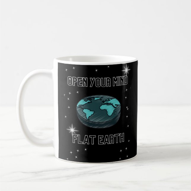 Taza De Café Abre tu mente Unisex Black Men Flat Earth (Izquierda)