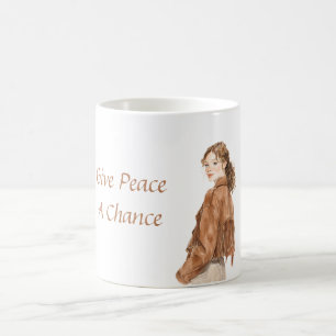 Taza De Café Abrigo boho hippie de los sesenta, da una oportuni