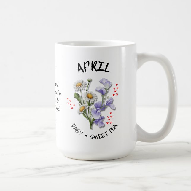 Taza De Café ABRIL Nacimiento Mes Flor Nombre Personalizado Cri (Derecha)
