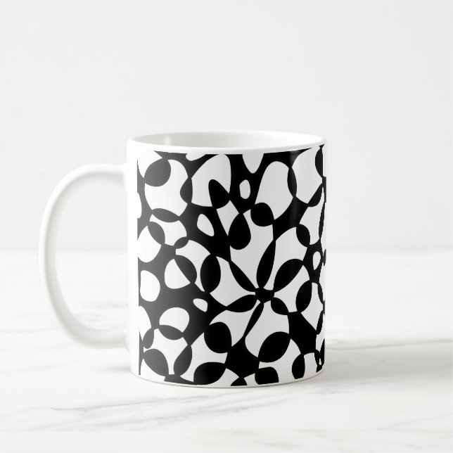 Taza De Café Abstracción de celdas Blanco negro (Izquierda)