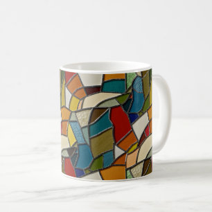 Taza De Café Abstracción del mosaico de vidrio manchado colorid