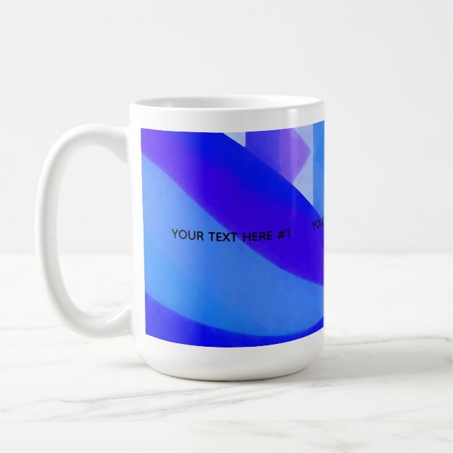 Taza De Café Abstracción geométrica de onda azul (Izquierda)