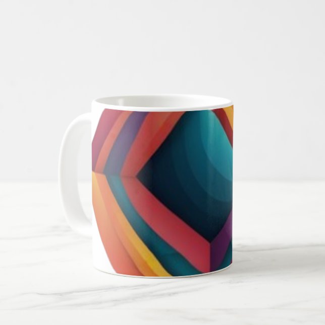 Taza De Café Abstract 3D Geometric Diamond Gradient Art (Anverso izquierdo)