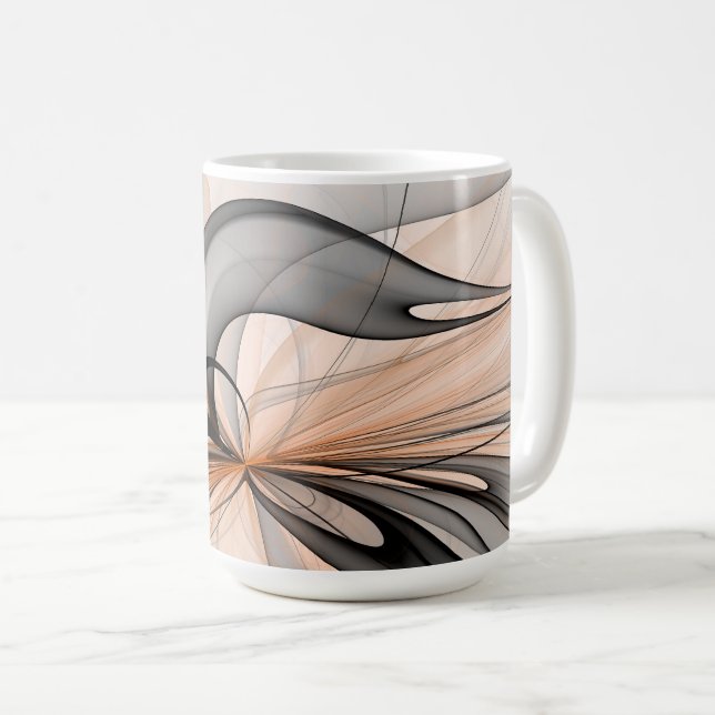 Taza De Café Abstract Anthracite Gray Sienna Modern Fractal Art (Anverso derecho)